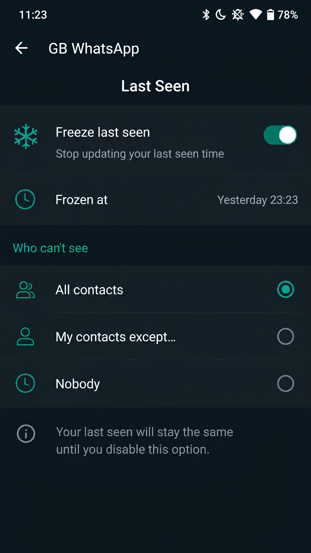 Freeze Last Seen
