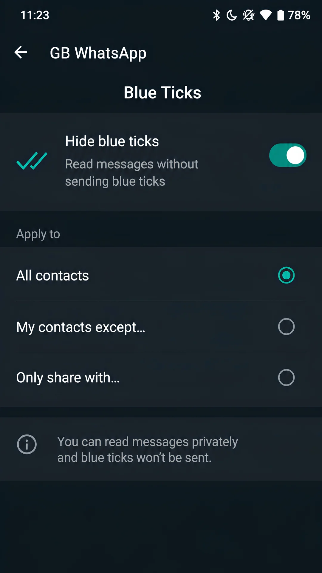 Hide Blue Ticks